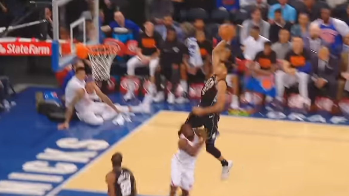 Giannis Antetokounmpo literally jumps over Tim Hardaway Jr. for alley-oop dunk (VIDEO)