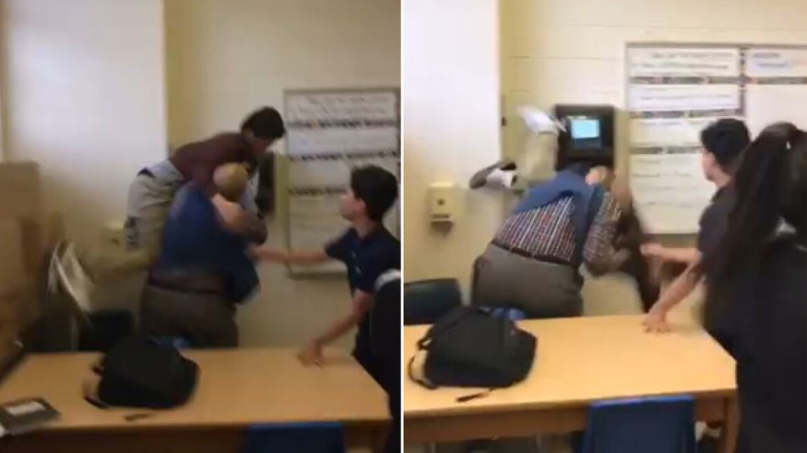 Βίντεο-σοκ: Καθηγητής πέταξε μαθητή στο έδαφος για ένα... κουτί με σοκολάτες