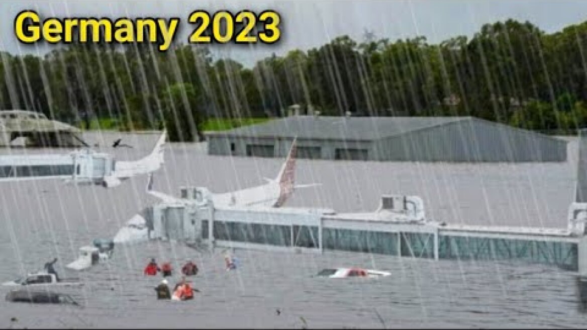 Germany Under Water || Hurricane & Flood Submerge Frankfurt Airport