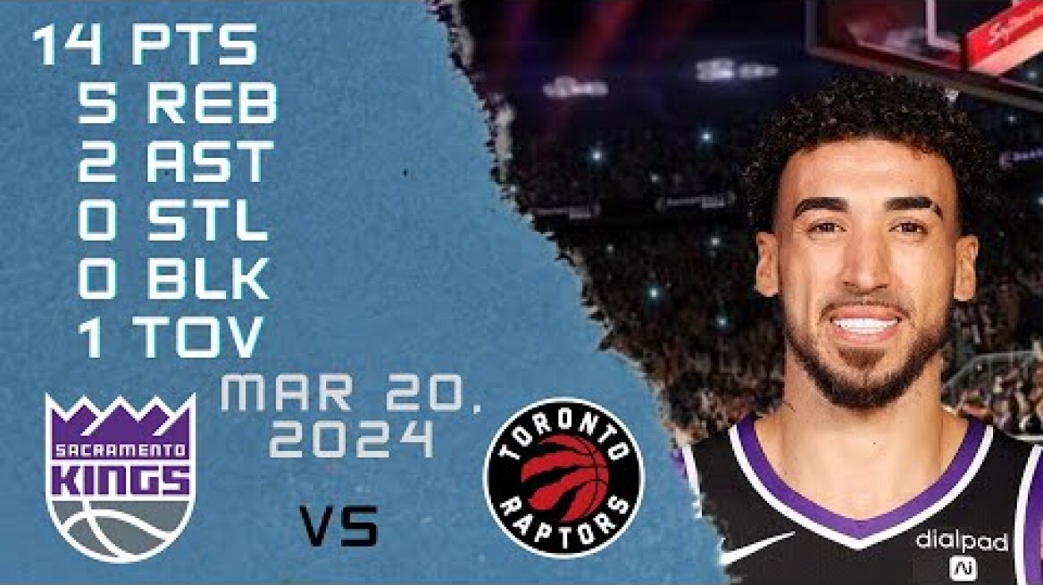 Player Chris Duarte Total Highlights vs RapTORS NBA Regular season Game 03-20-2024