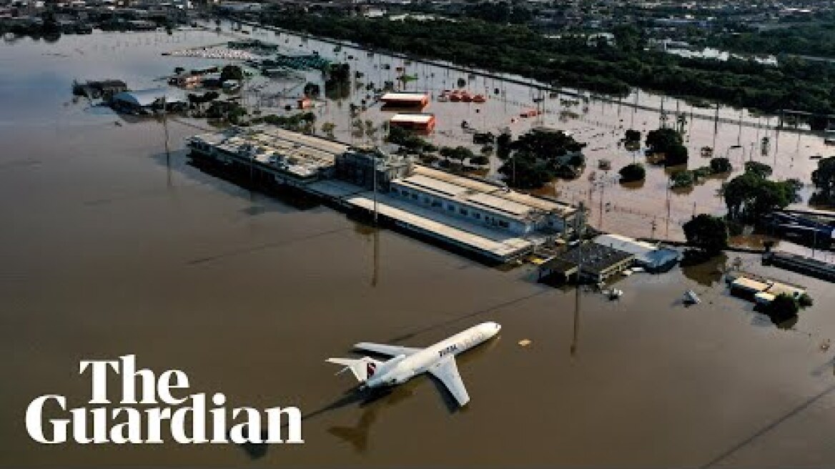 Brazil floods: footage shows airport under water as death toll rises