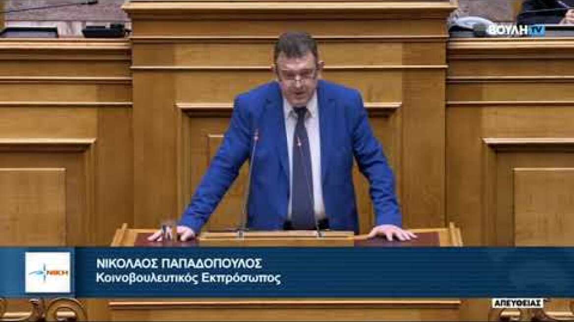 Νικόλαος Παπαδόπουλος: Δηλώσεις του κοινοβουλευτικού εκπροσώπου στη Βουλή