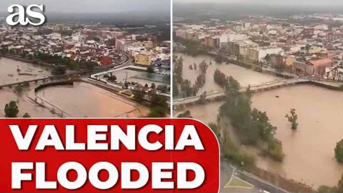 VALENCIA underwater: HELICOPTER video captures apocalyptic FLOOD DEVASTATION