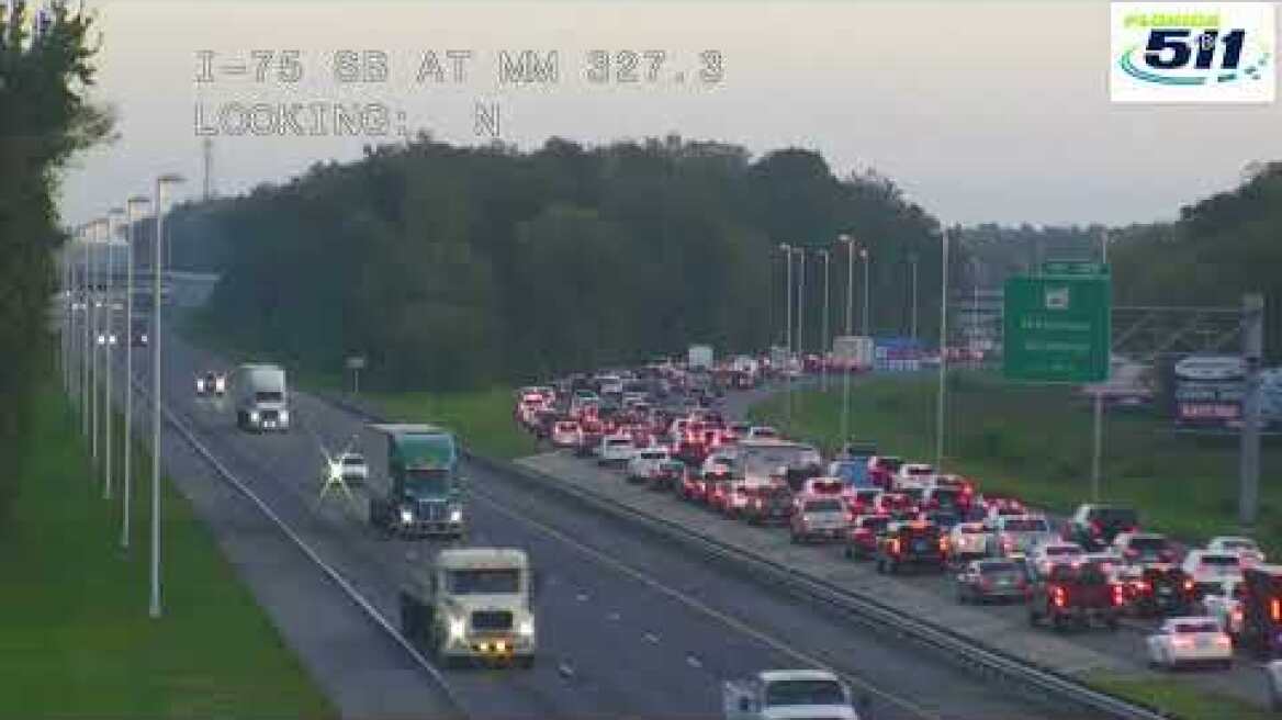 Raw video: Traffic on I-75 in Orlando, Florida, as people evacuate ahead of Hurricane Milton