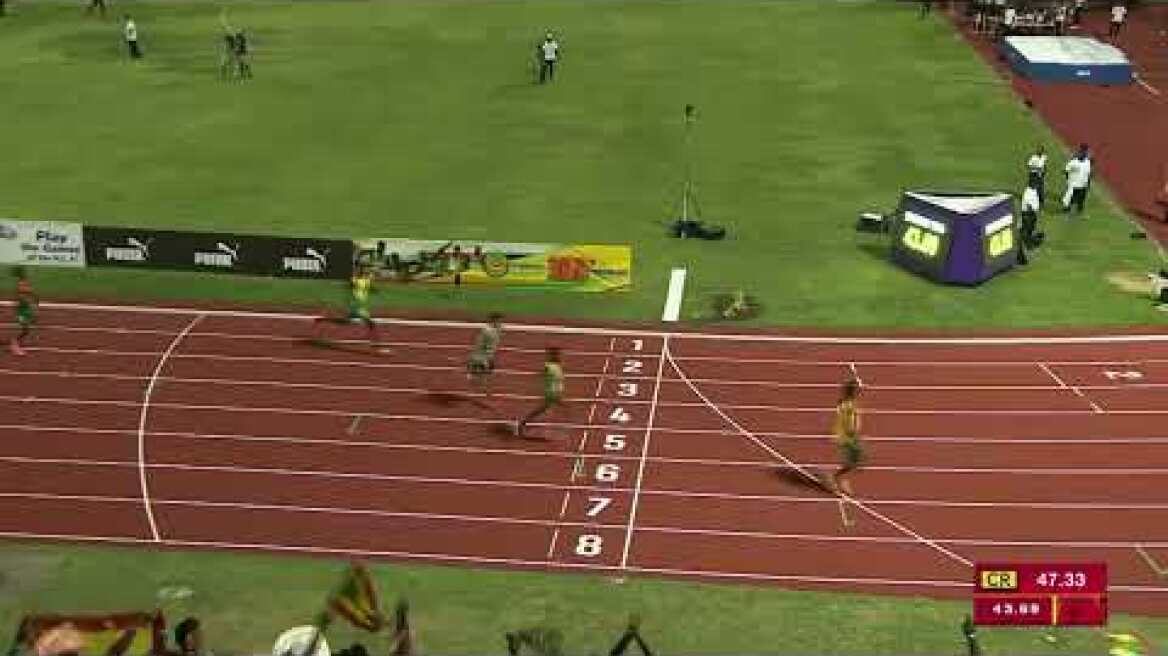 Nickecoy Bramwell breaks Bolt record | Boys 400 Meter Dash Under 17