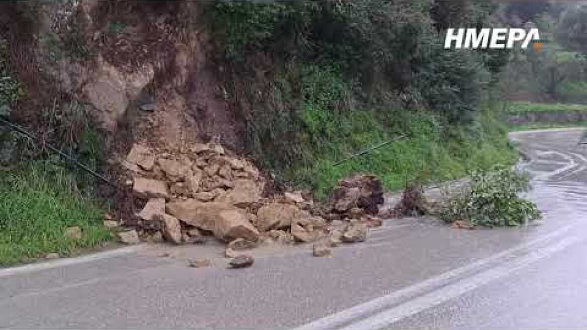 Zakynthos |  Landslide in Argasi after heavy rain