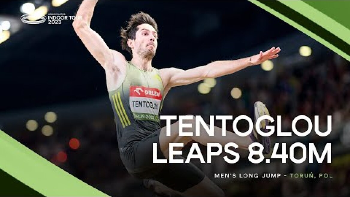 Tentoglou 🇬🇷 flies to world-leading 8.40m in the men's long jump 👀 | World Indoor Tour 2023