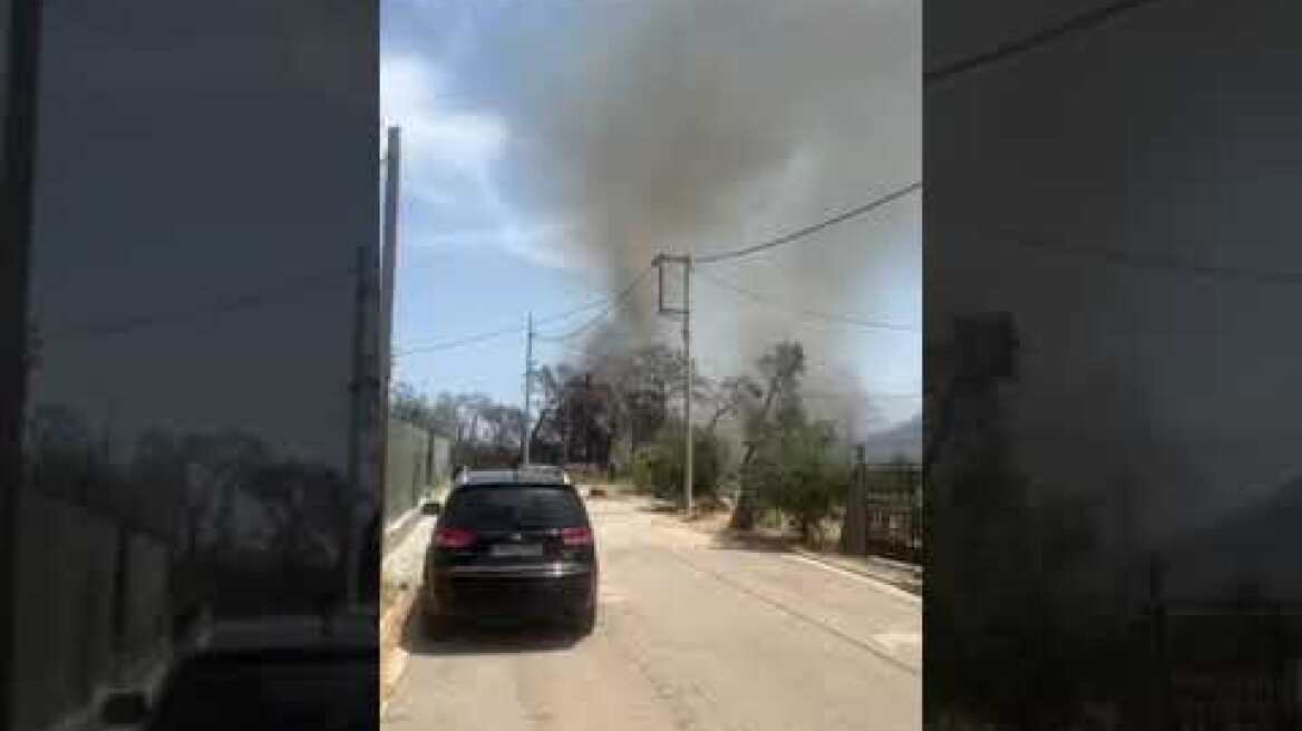 Φωτιά στη Βαρυμπόμπη. Έσπευσε ένα πυροσβεστικό όχημα κι ένα πυροσβεστικό ελικόπτερο