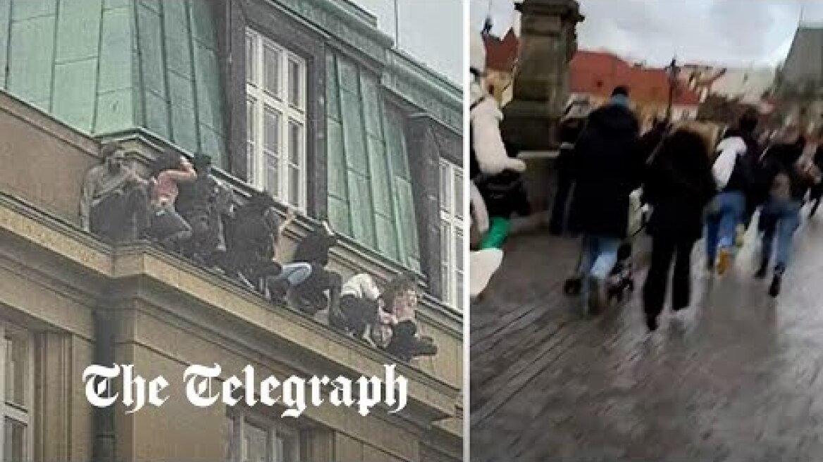 Prague shooting: Students hide on university balcony as police 'eliminate' suspect