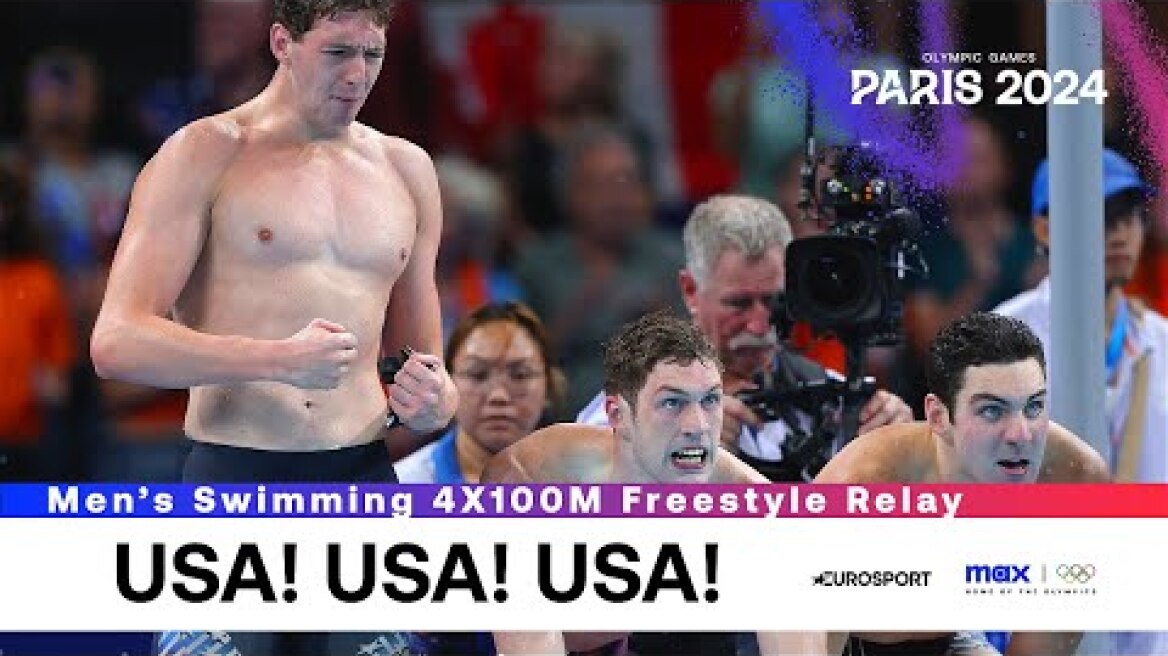 USA DOMINATE! 🇺🇸 | Swimming 4 × 100m Freestyle Relay Highlights | Paris Olympics 2024 #Paris2024