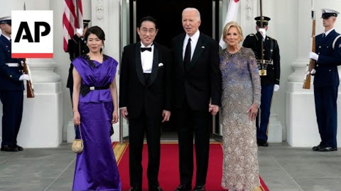 Japan PM Fumio Kishida arrives at White House for state dinner