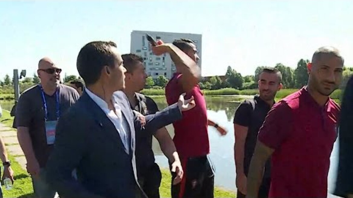 Cristiano Ronaldo Throws Reporter's Microphone Into Lake!!