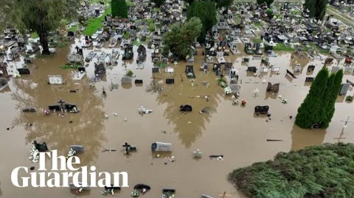 Drone footage reveals scale of flooding across Europe