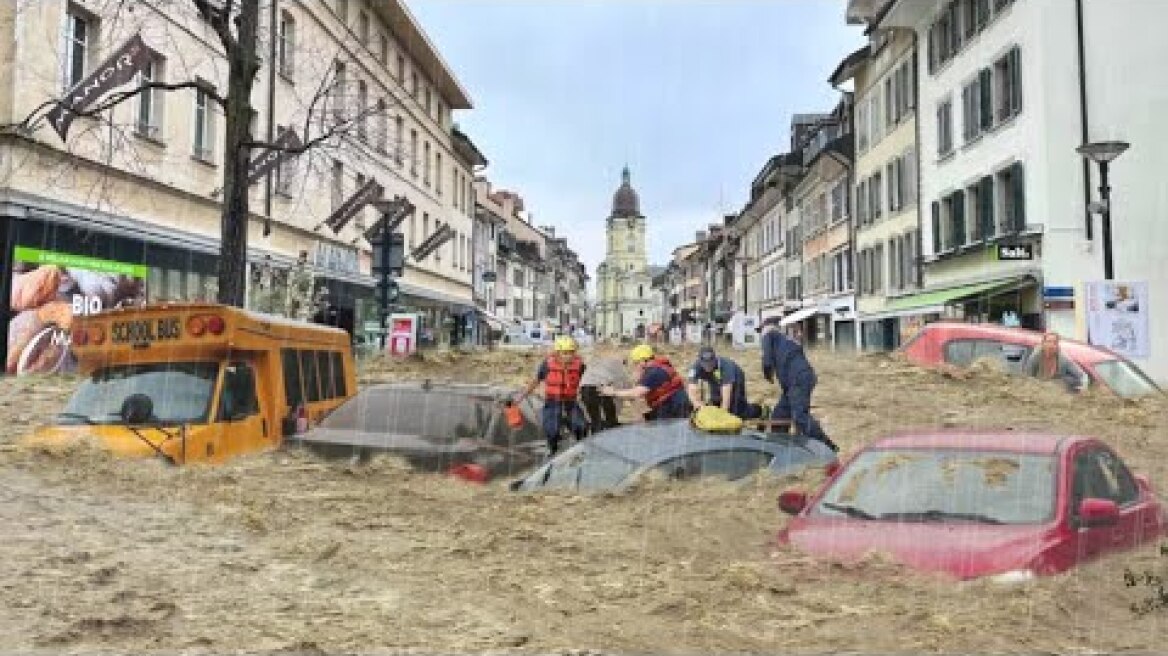 Flash floods suddenly hit Switzerland AGAIN! The city of Morges (VD) sank instantly