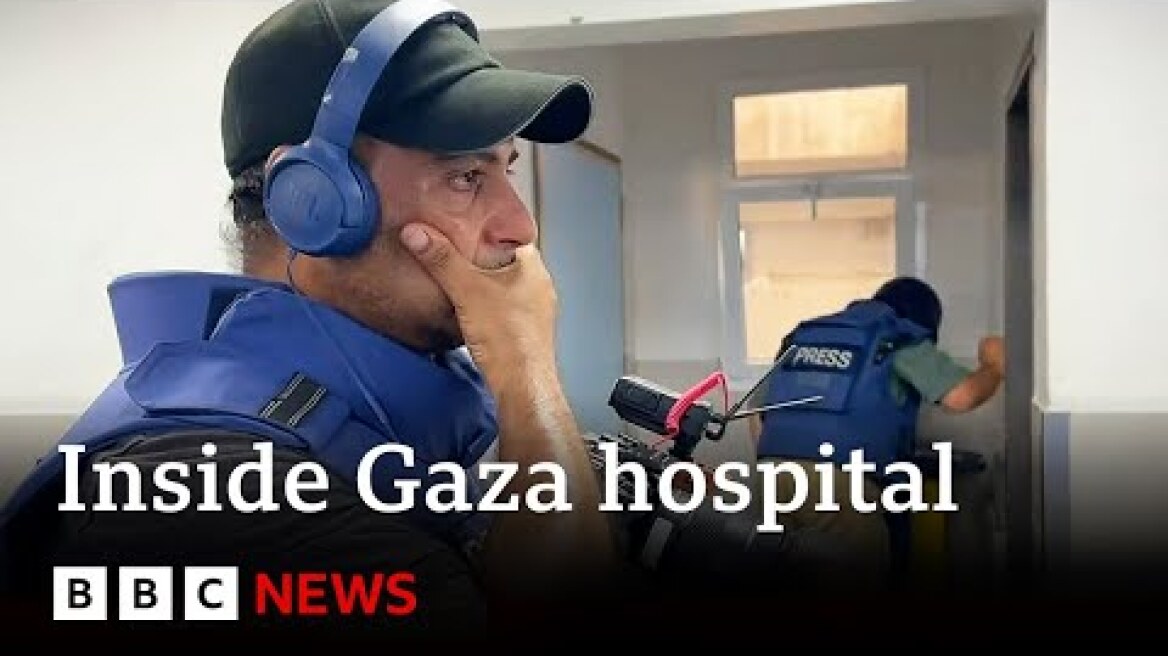 Moment BBC crew find injured friends in overrun Gaza hospital - BBC News