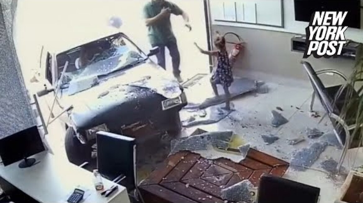 Girl, 5, survives after drunk driver rams her through window of driving school | New York Post