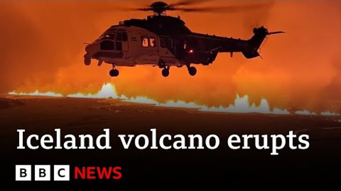 Iceland volcano erupts on Reykjanes peninsula | BBC News