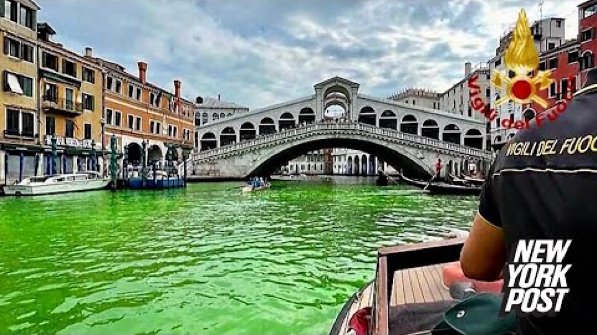 Bright-green liquid appears in Venice waters near city’s famed canal | New York Post
