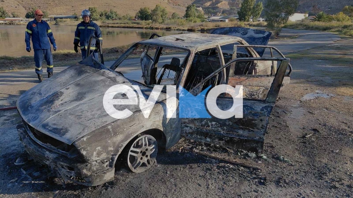 Αυτοκίνητο τυλίχθηκε στις φλόγες στη Λάμψακο Ευβοίας - Δείτε φωτογραφίες