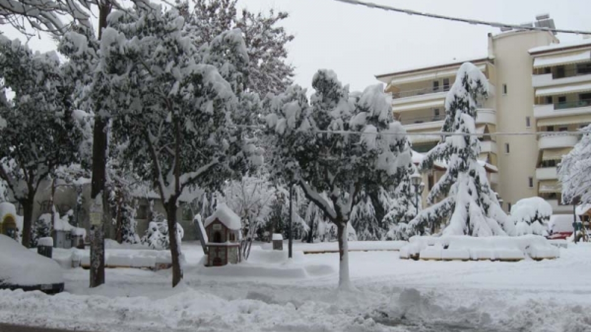 Σφοδρή χιονόπτωση σε όλη την Πιερία