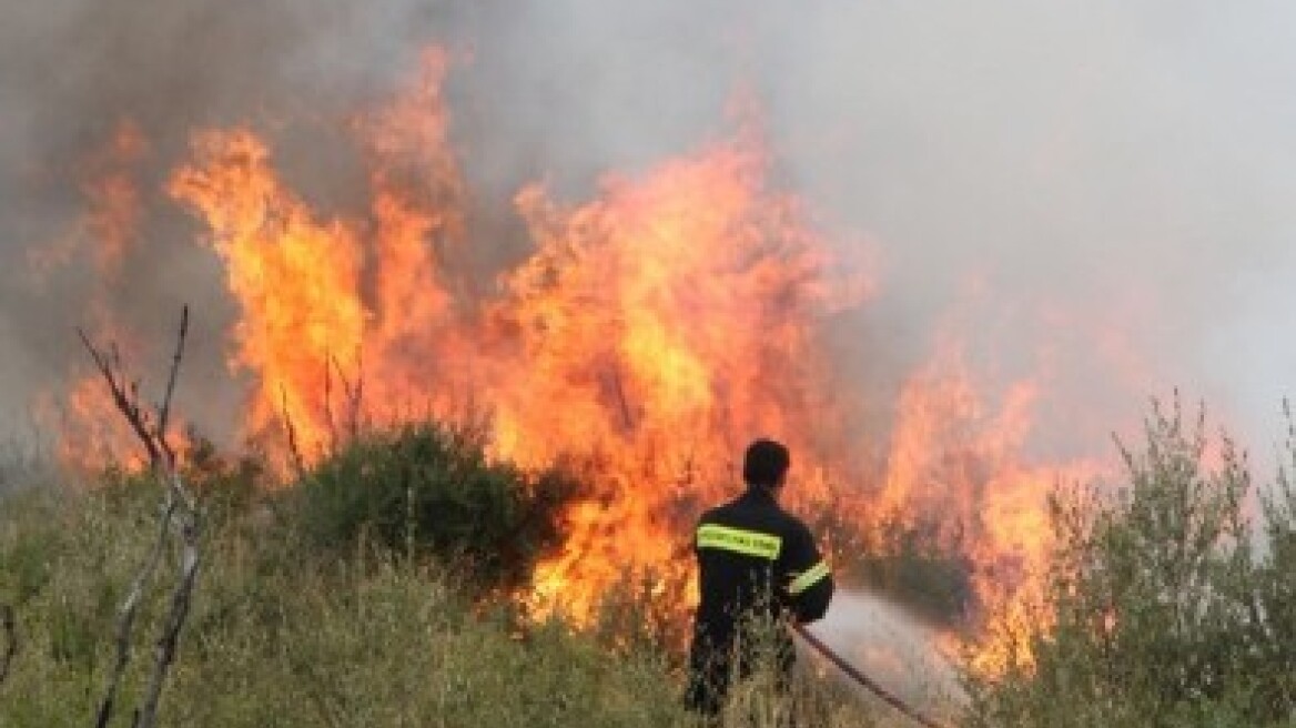 Κινδύνευσε χωριό από μεγάλη φωτιά στην Ευρυτανία