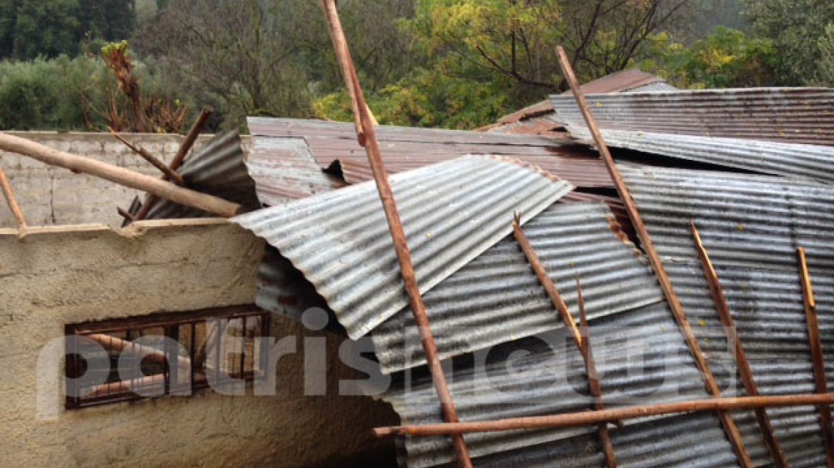 Εικόνες καταστροφής από τον ανεμοστρόβιλο που «χτύπησε» την Ηλεία