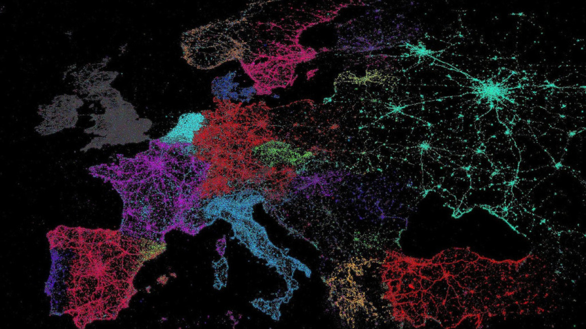 Δείτε την Ευρώπη όπως χαρτογραφήθηκε από τα tweets!