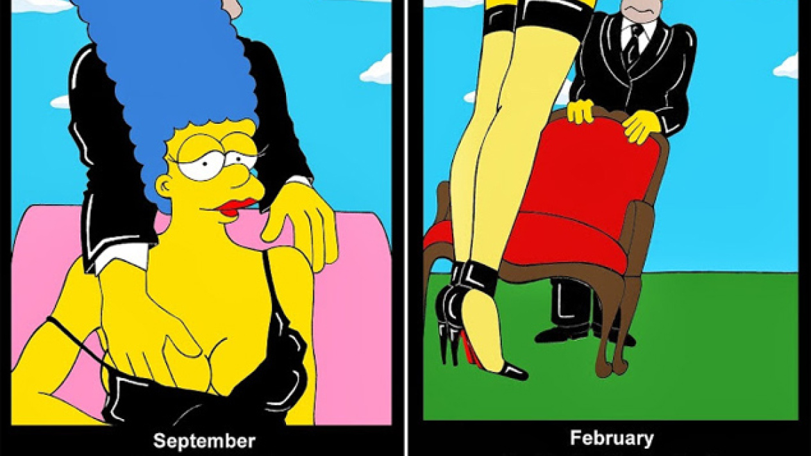 Οι Simpsons συναντούν τον Helmut Newton στο ημερολόγιο για το 2014 του AleXsandro Palombo