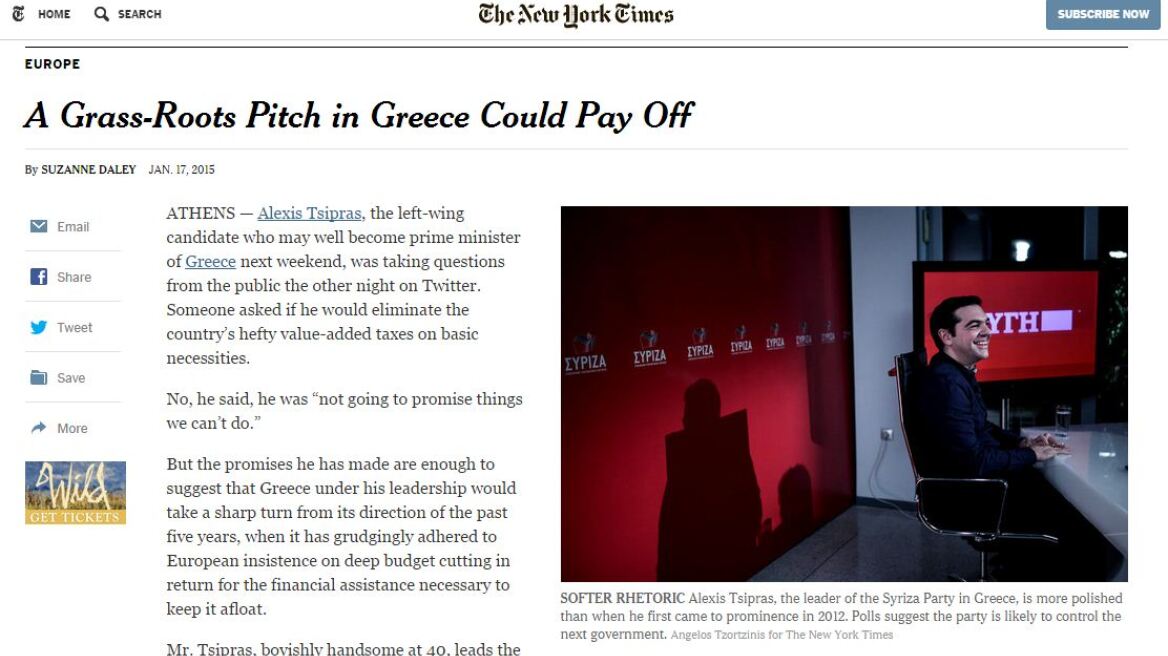 NYTimes: Ο Τσίπρας πιθανότερα θα διαπραγματευτεί παρά θα πάει σε χρεοκοπία