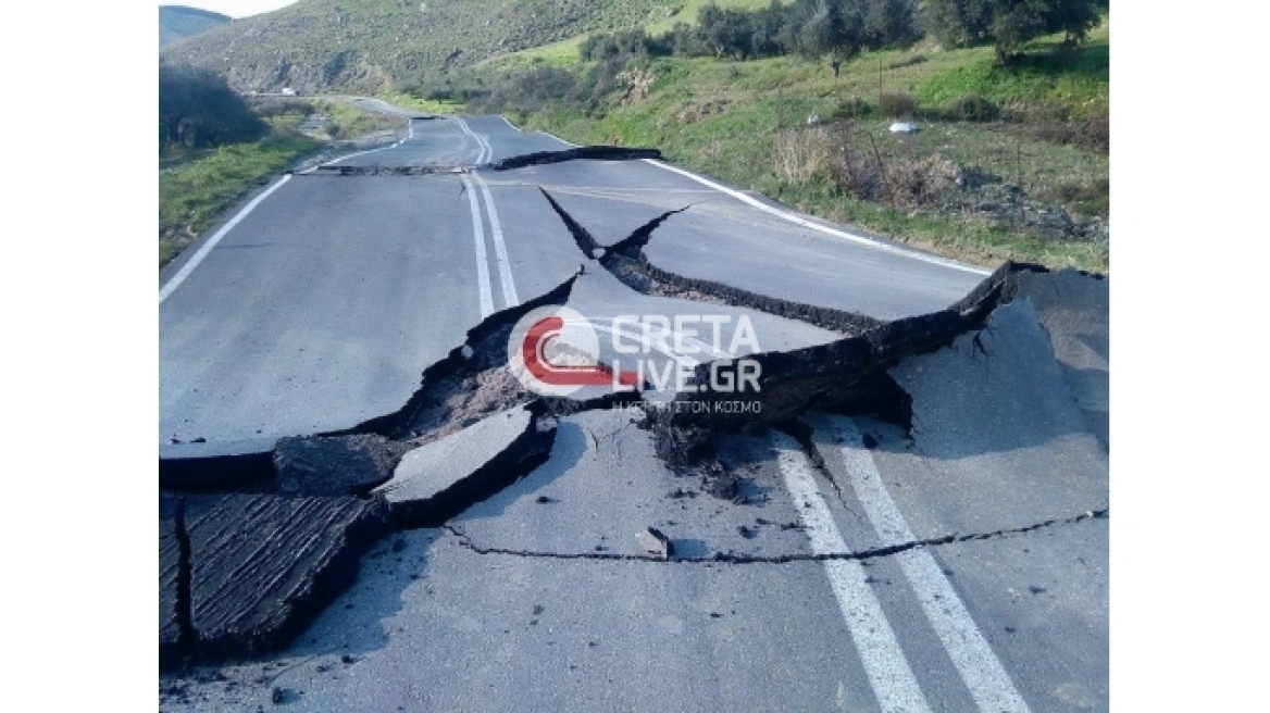 Κρήτη: Ρήγμα στο δρόμο από την ισχυρή βροχόπτωση!