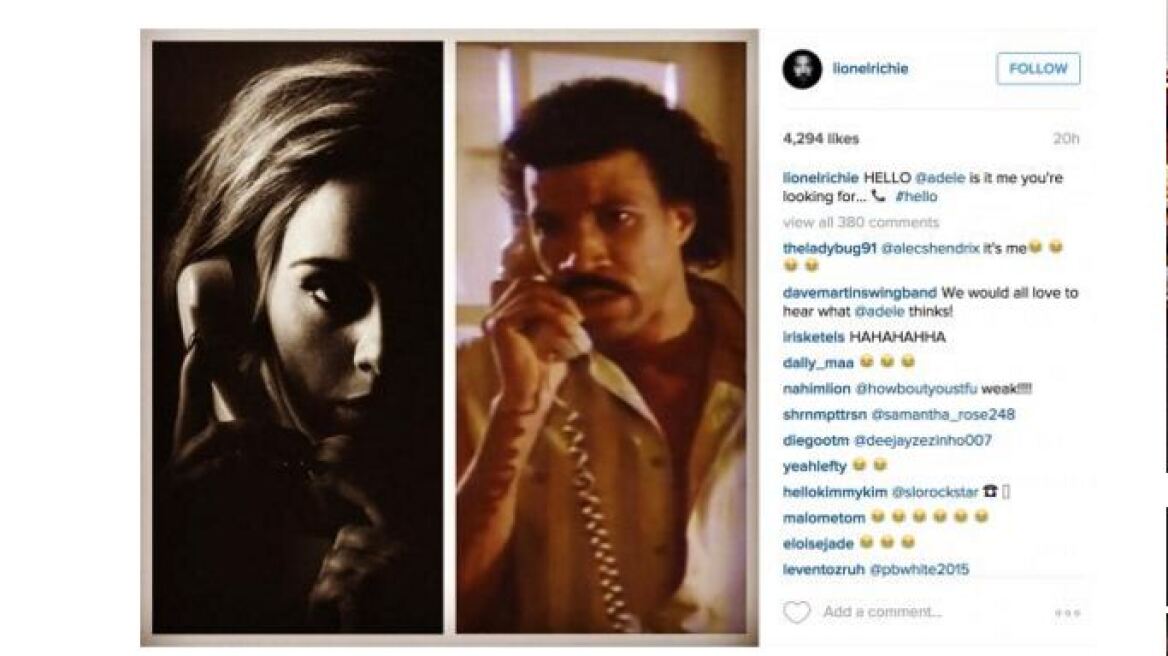 Φωτό: Δείτε πως απάντησε στο twitter ο Lionel Richie στην Adele για το τραγούδι «Hello»