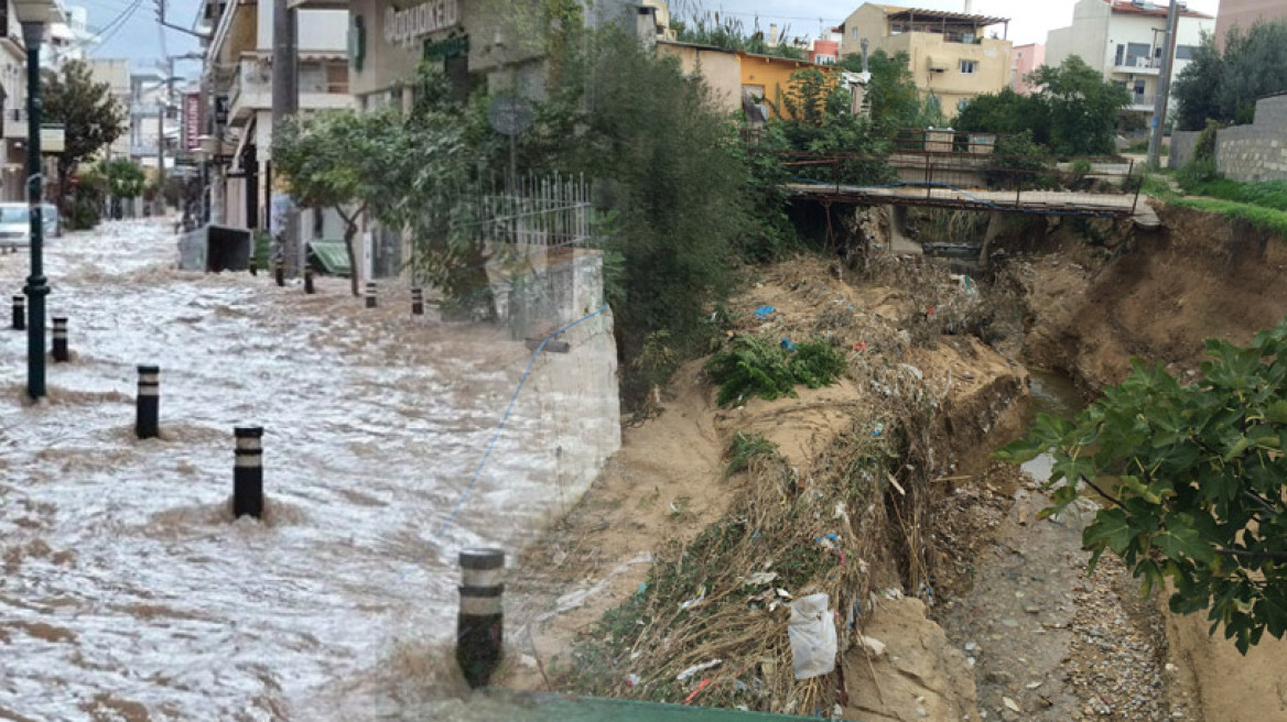 Δείτε πώς οι δρόμοι γίνονται φονικοί χείμαρροι στο Μενίδι