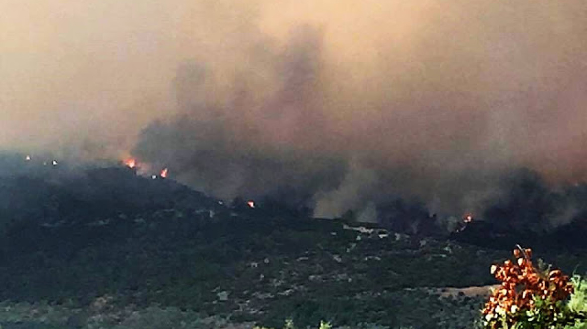 Κόλαση φωτιάς στη Θάσο: Κάηκαν σπίτια, απειλούνται χωριά