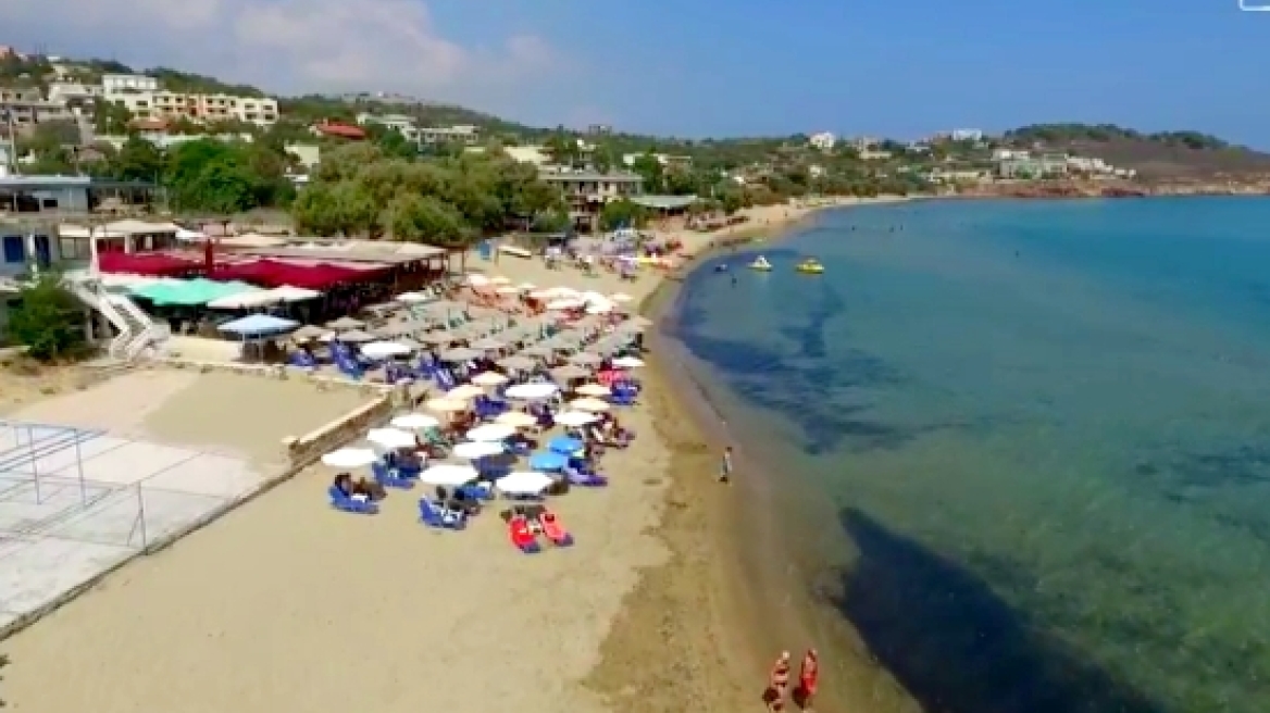 Aerial footage of Karfas beach in Chios (video)