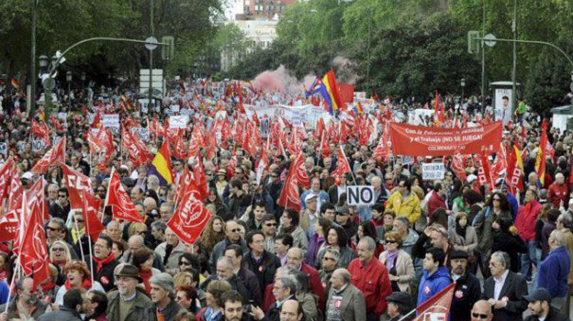 Βίντεο: Μαζικές διαδηλώσεις στη Μαδρίτη για την εργατική Πρωτομαγιά