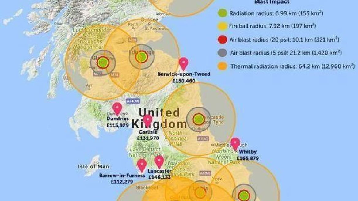  UK estate agent publishes bizarre map showing safest places to live outside of ‘nuclear impact zone’