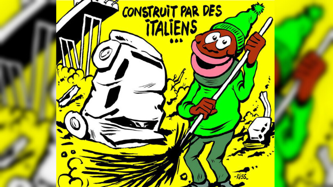 Charlie Hebdo για την κατάρρευση της γέφυρας στη Γένοβα: Την έκτισαν Ιταλοί... την καθάρισαν μετανάστες