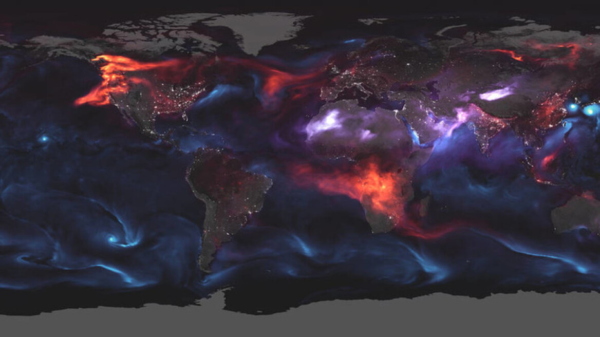 Ψυχεδελική αναπαράσταση της ατμοσφαιρικής ρύπανσης από τη NASA