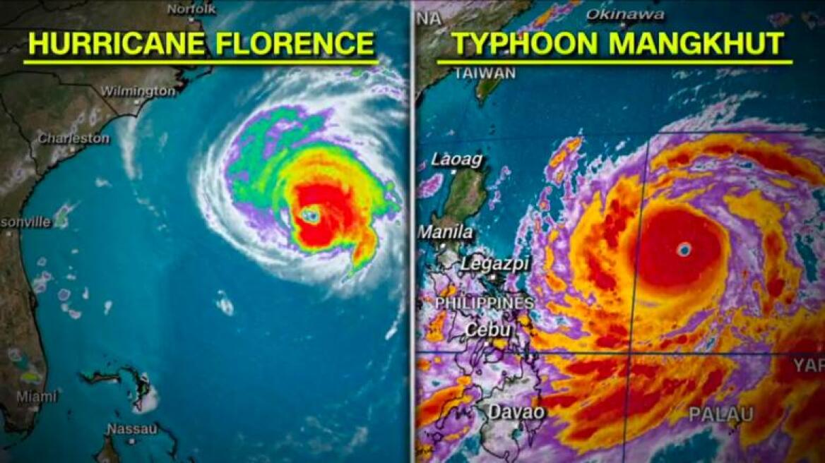 Οι τυφώνες «Florence» και «Mangkhut» απειλούν περιοχές στις ΗΠΑ και την Ασία