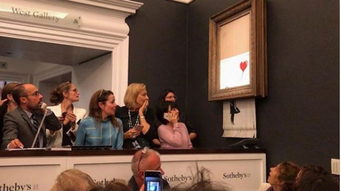 Έργο του Banksy πωλήθηκε για 1 εκατομμύριο λίρες και στη συνέχεια... αυτοκαταστράφηκε!