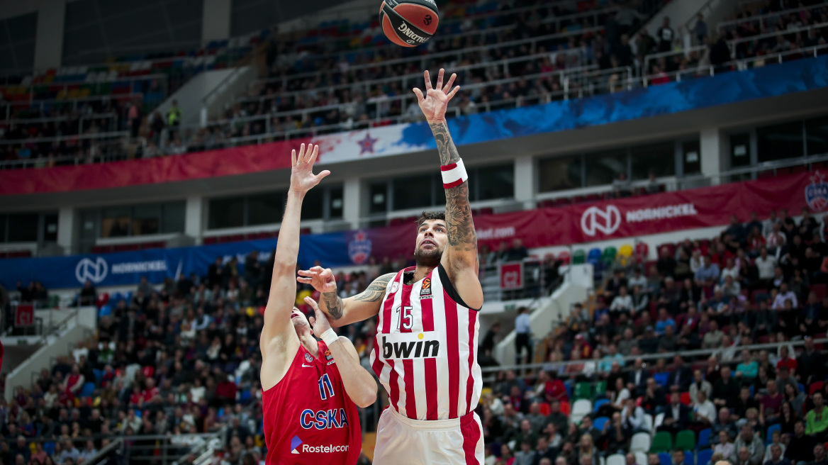 Euroleague, ΤΣΣΚΑ Μόσχας-Ολυμπιακός 69-65: Λύγισε στο φινάλε