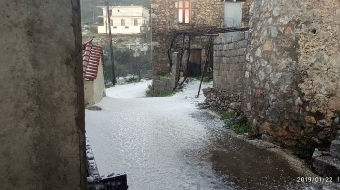 Ισχυρή χαλαζόπτωση σε Καλαμάτα και Μάνη