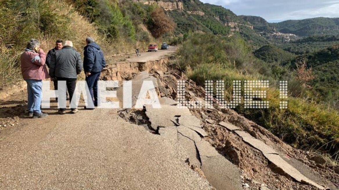 Κακοκαιρία: Σοβαρά προβλήματα στην Ηλεία - Κατολισθήσεις και δρόμοι κομμένοι στα δύο