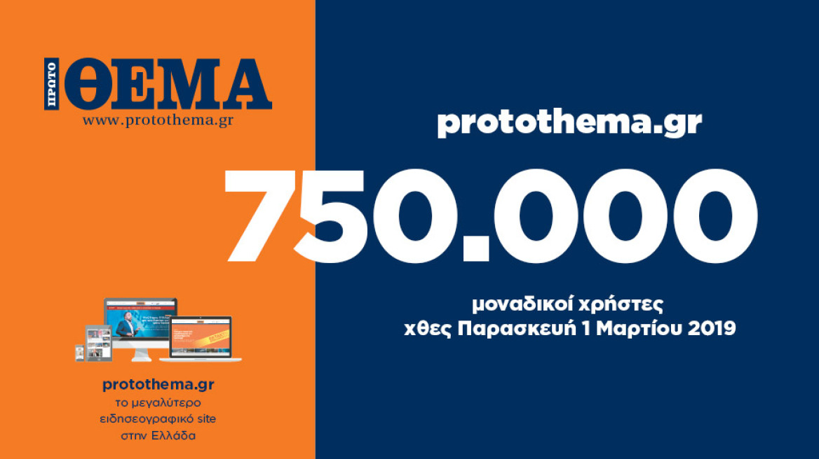 750.000 μοναδικοί χρήστες ενημερώθηκαν χθες Παρασκευή 1 Μαρτίου  από το protothema.gr