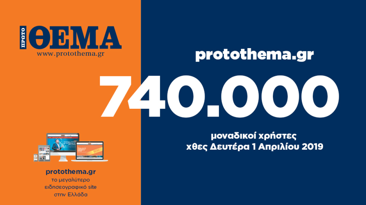 740.000 μοναδικοί χρήστες ενημερώθηκαν χθες Δευτέρα 1 Απριλίου  από το protothema.gr