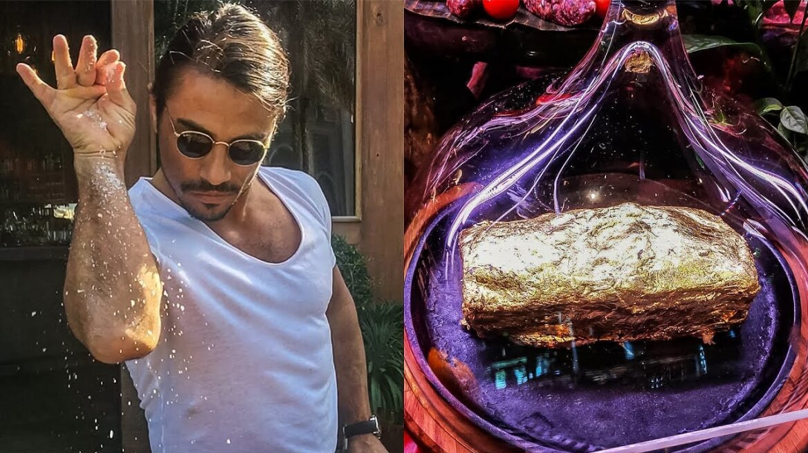 O Salt Bae σερβίρει χρυσή μπριζόλα στο εστιατόριό του στο Ντουμπάι