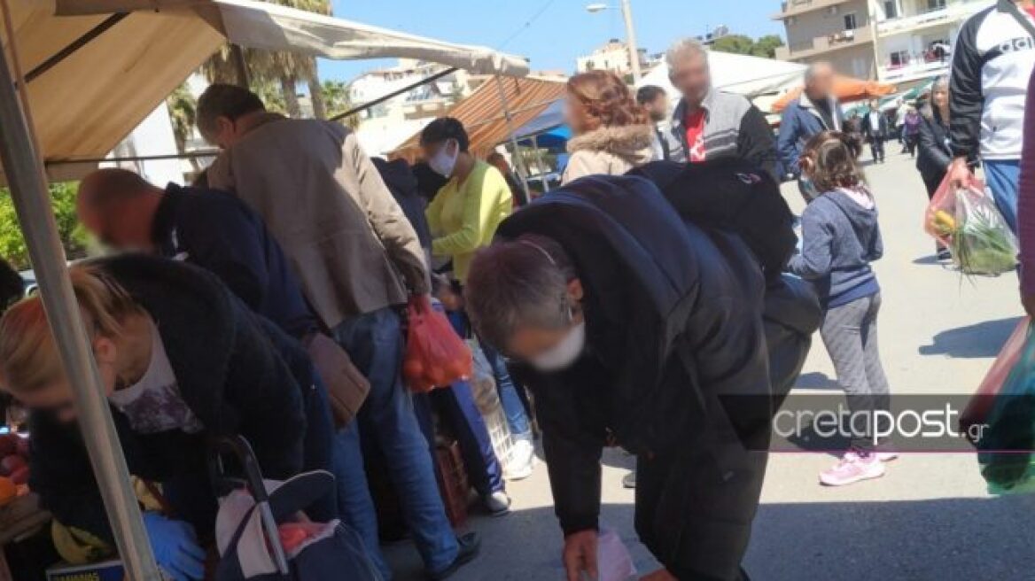 Κορωνοϊός - Λαϊκές αγορές: Χαμός στο Ηράκλειο Κρήτης