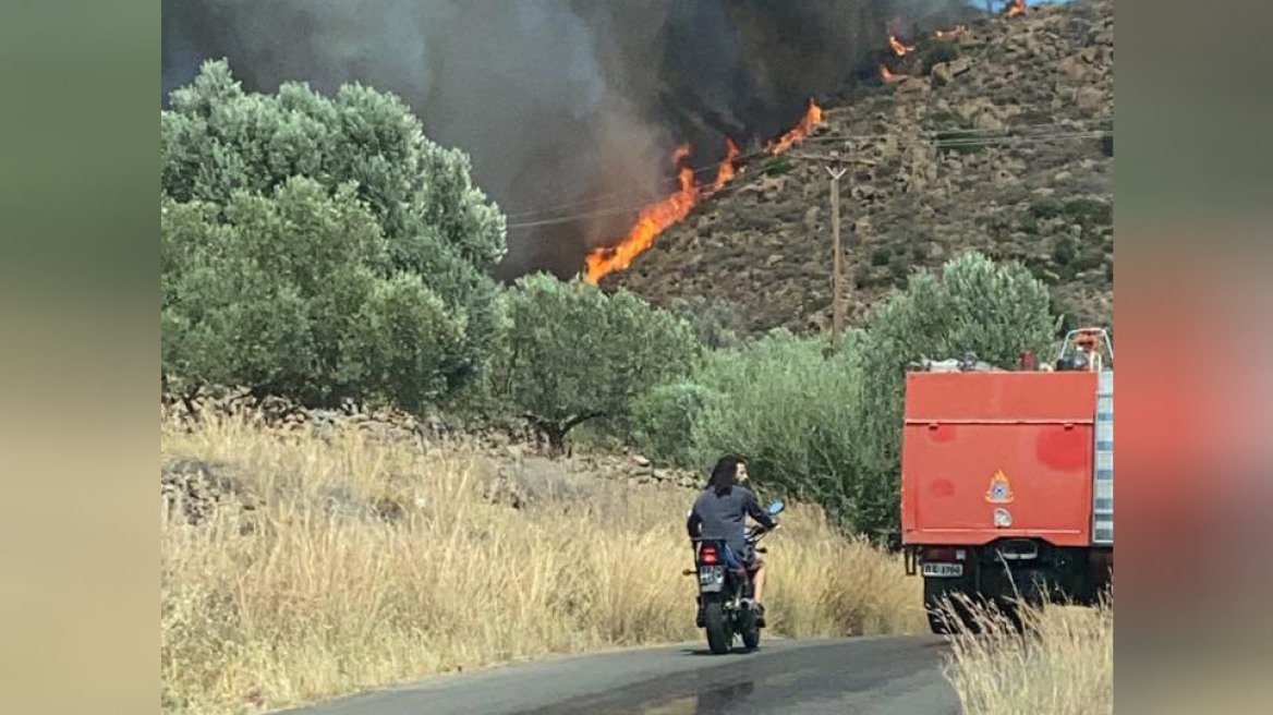 Σε ύφεση η φωτιά στην Αίγινα