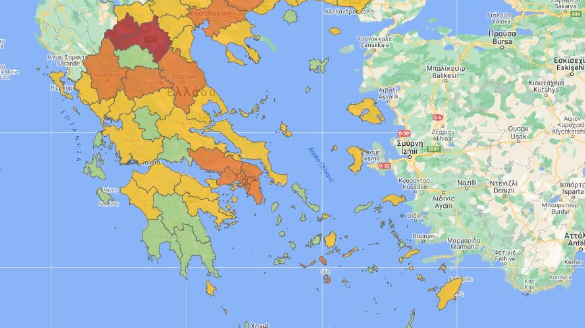 Δείτε σε ποιο επίπεδο βρίσκεται η περιοχή σας στον επιδημιολογικό χάρτη - Ποιες «έπεσαν» από το «πορτοκαλί» στο «κίτρινο»