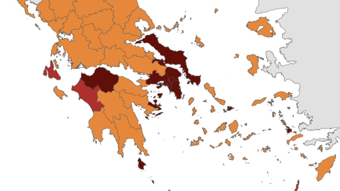 Αυτός είναι ο νέος επιδημιολογικός χάρτης - Ποιες περιοχές μπαίνουν σε «βαθύ κόκκινο»